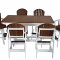7 pc Table Set - 6' Rectangular Table with 2x Swivel Adirondack Chairs & 4x Adirondack Chairs - In Dining, Counter & Bar Height
