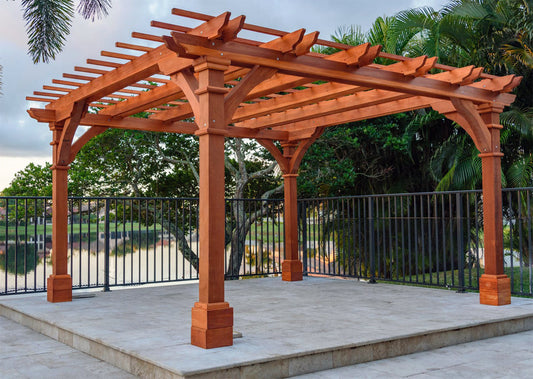 Patio Elegance Pacific Double-Beam Redwood Pergola