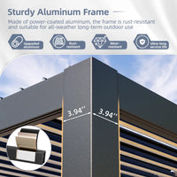 Aluminum Pergola with Adjustable Louvered Roof Waterproof Curtains and Nets