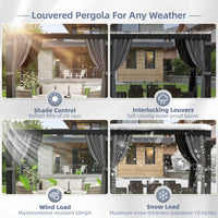 Aluminum Pergola with Adjustable Louvered Roof Waterproof Curtains and Nets