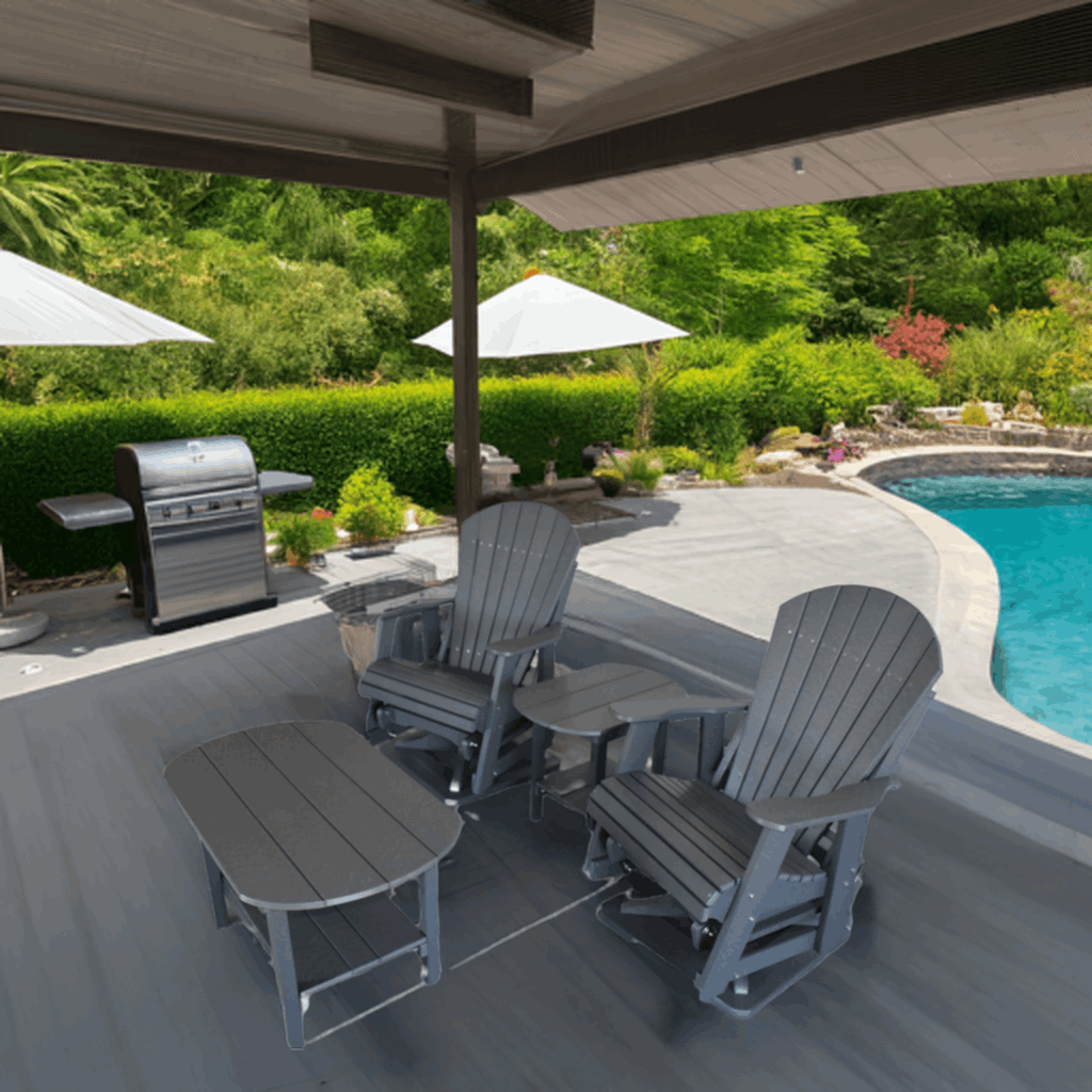 4 pc Glider Adirondack Chair and Table Set