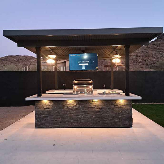 Patio Elegance KoKoMo Big Island Outdoor Kitchen with Dual TVs