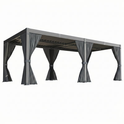 10X12/12X20Ft Louvered Pergola, Waterproof Roof All Weather Rust-Resistant Gazebo for Backyard Patio