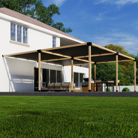 Patio Elegance DIY Attached Pergola Hardware Kit with Shade Canopies