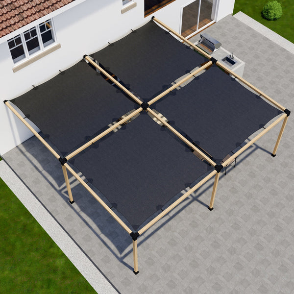 DIY Attached Pergola Hardware Kit with 4 Shade Canopies – Up to 24' x 24' | Zen Pergolas