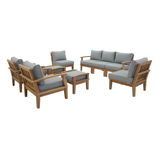 Patio Elegance Marina 9-Piece Outdoor Teak Conversation Set