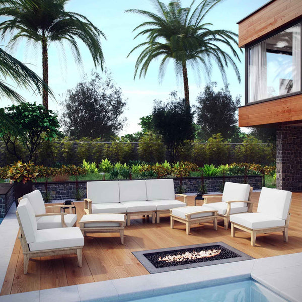 Marina 9-Piece Outdoor Teak Conversation Set | Patio Elegance
