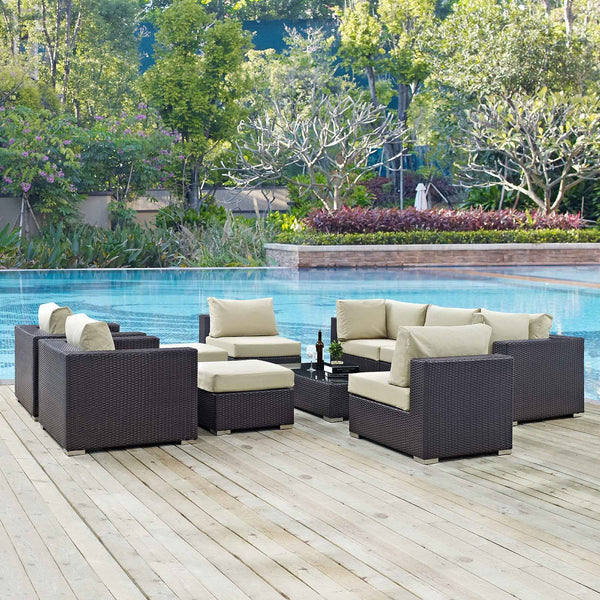 10-Piece Outdoor Modular Sectional Set by Modway | Patio Elegance