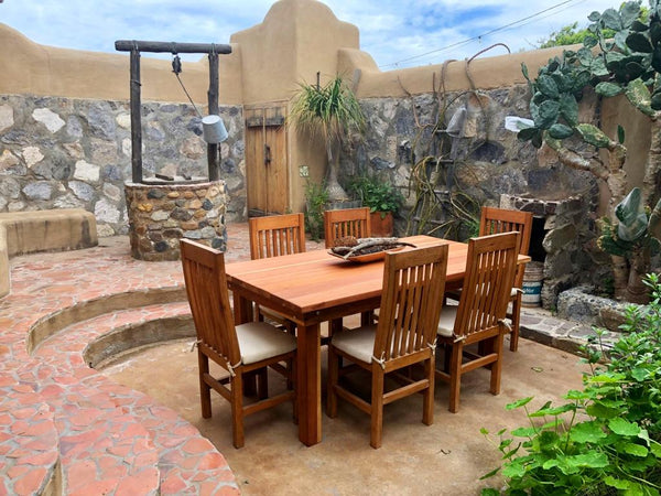 Patio Elegance Farmhouse Redwood Dining Table