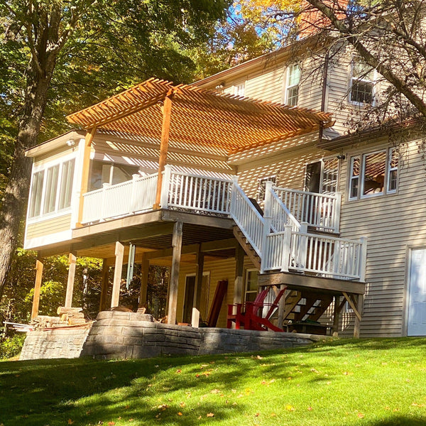 Patio Elegance Super Deck Attached Redwood Pergola