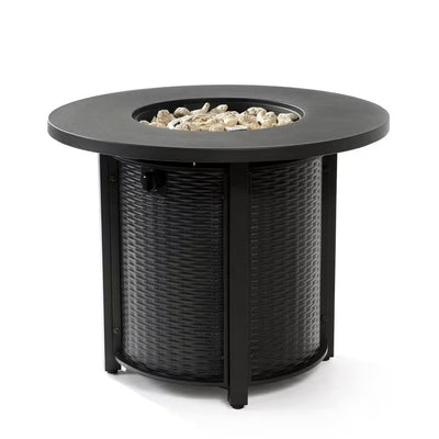 32 In. 50000 BTU Black Propane Gas Fire Pit Table round Steel Fire Pit for outside Patio Deck Garden Courtyard