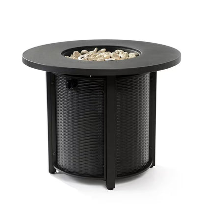 32 In. 50000 BTU Black Propane Gas Fire Pit Table round Steel Fire Pit for outside Patio Deck Garden Courtyard