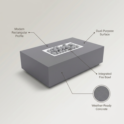 Concrete Fire Pit Table - Rectangular