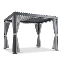 Aluminum Pergola with Adjustable Louvered Roof Waterproof Curtains and Nets — Studio Shot